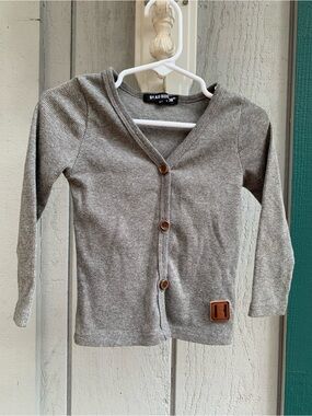 Beau Hudson Kids Gray Ribbed Button Cardigan
